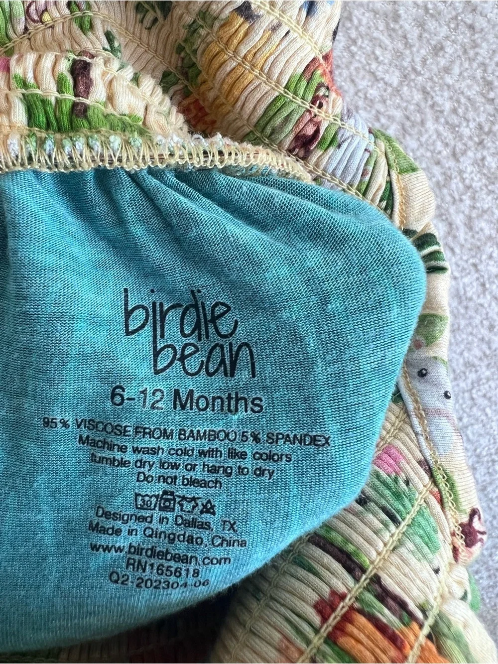 Birdie Bean Infant Safari‎ Dress Bodysuit Bamboo Size 6-12 Months